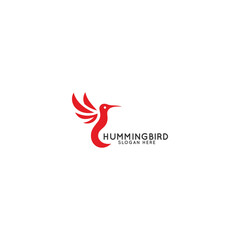 Elegant Red Hummingbird Logo With Slogan on a White Background