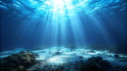 Zelfklevend Fotobehang Sunlit Underwater Coral Reef Scene in the Sea © Uncle-Ice