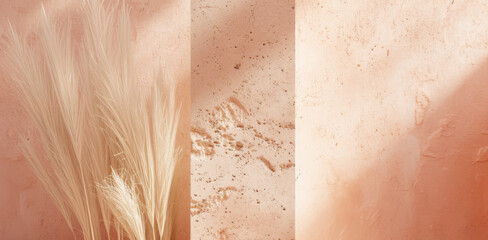 Close up textures in concept of quiet luxury, peach color, natural materials, minimalism style. Close up textures in concept of quiet luxury, peach color, natural materials, minimalism style. 