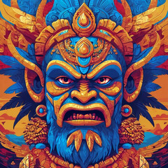 Colorfull totem head illustration