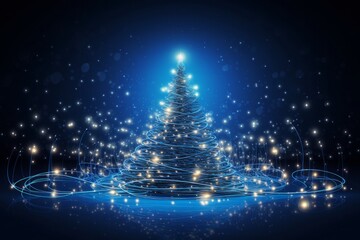 Blue background Christmas Tree