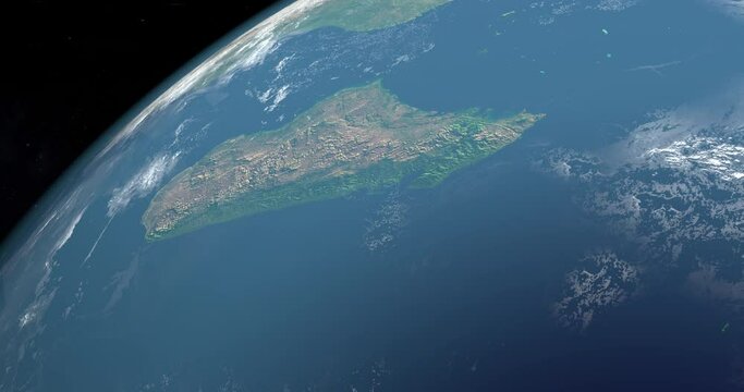 Aerial view of Madagascar Island, Africa. Aerial view from space