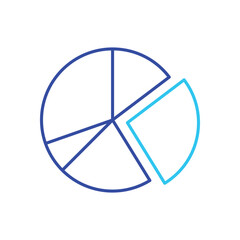 Blue Line Pie Chart vector icon