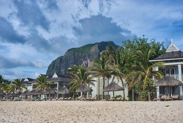 Tropical scenery - beautiful beaches of Mauritius island, Le Morne , popular luxury resort