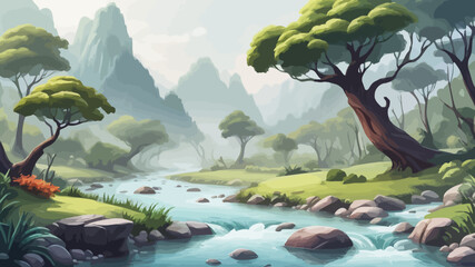 Landscape Cartoon Forest Design Very Cool