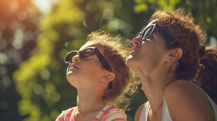 Mother and Daughter Viewing Solar Eclipse