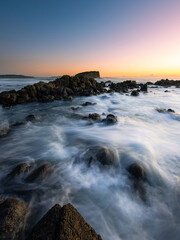 Beautiful dawn view from the rocky coastline of Minnamurra, Australia.