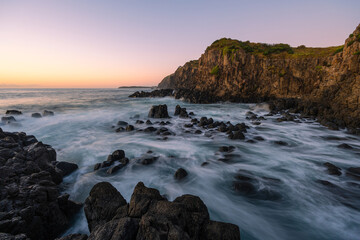 Fototapeta na wymiar Beautiful serene morning view by the ocean cliff.