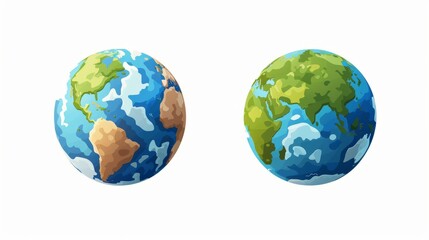 Cartoon planet Earth 3d vector icon on white background. Earth day or environment conservation concept. Save green planet concept