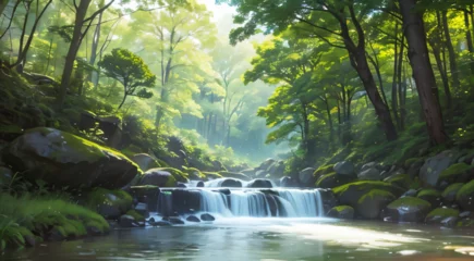 Foto op Plexiglas waterfall in the jungle © 大地 要