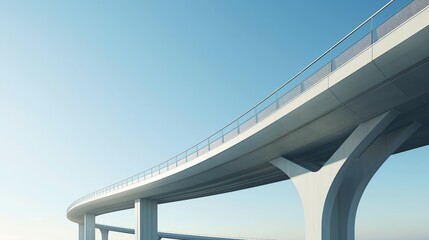 Elevated curving bridge structure with sleek modern design set against a blue sky.