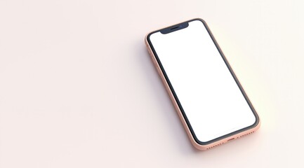 Smartphone mockup with blank white screen isolated on white background.