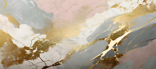 Abstract Marble Trendy Texture in Pastel and Gold colors . Trendy Chic Background made. Generative...