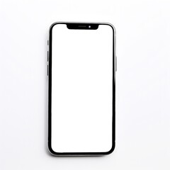 Black smartphone with blank screen isolated on white background. 3d illustration