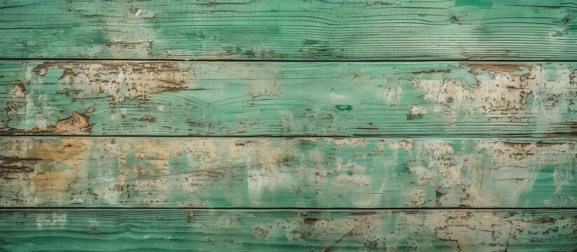 A close up of a vibrant green wooden wall resembling the color of lush grass or the tranquil waters of an azure or aqua sea