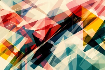 Colorful abstract geometric pattern with overlapping shapes and transparent layers, modern digital art illustration - obrazy, fototapety, plakaty