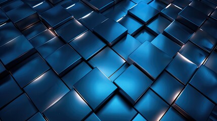 3d render dark blue Neon abstract geometric pattern background