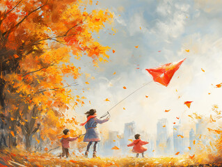 child playing with kite - obrazy, fototapety, plakaty