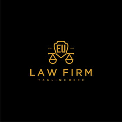 EU initial monogram for lawfirm logo with scales shield image