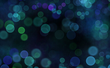 Abstract  blue, green bubbles, bokeh. Festive soft background with colored circles.