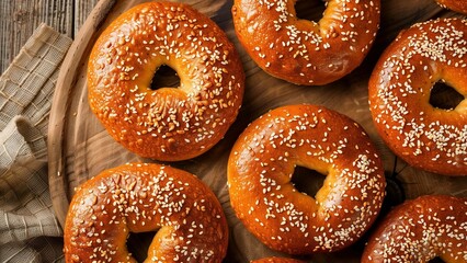 sesame seed bagels close-up wallpaper texture pattern or background