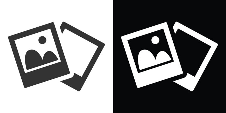 polaroid photo frame icon on black and white