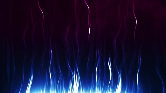 Abstract blue and purple flames on black background. suitable for inserting text or logo.blue and purple modern minimal geometric animated background.detailed flames with smoke and slow elegant motion