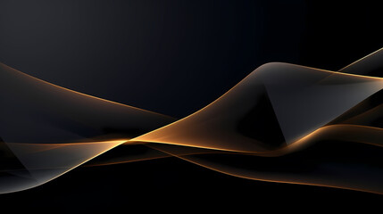 Abstract Gradient Black Background with Luxury Golden Line - obrazy, fototapety, plakaty