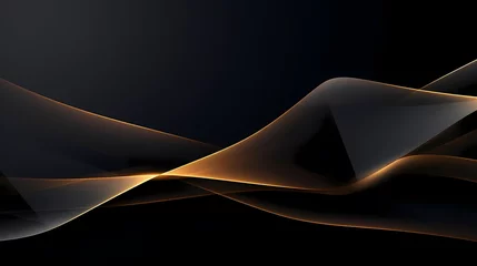 Deurstickers Abstract Gradient Black Background with Luxury Golden Line © jiejie