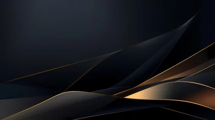 Fotobehang Abstract Gradient Black Background with Luxury Golden Line © jiejie