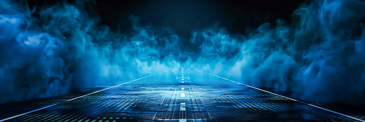 Futuristic Abstract Space with Blue Lights, Designing a Modern and Technological Atmosphere for Creative Projects