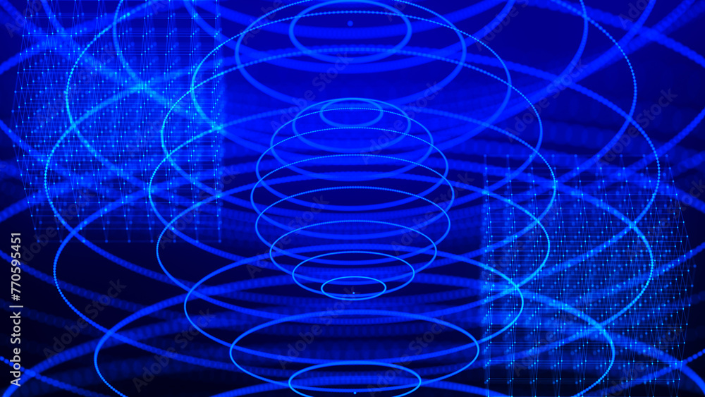 Poster abstract animated digital background. big data visualization. circular rotations of a fantastic circ