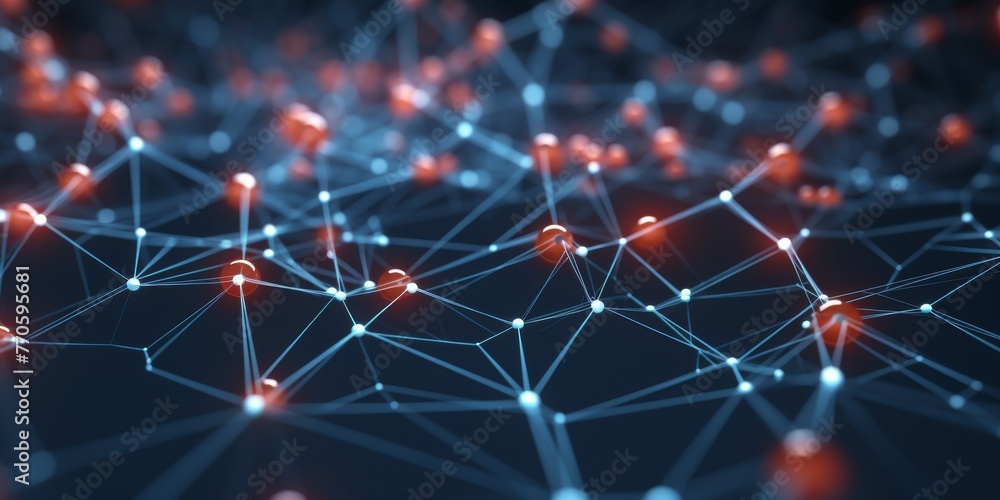 Poster interconnected node structure - detailed abstract network artwork on grid pattern