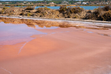 Salt industry. Salt flower. Industrial exploitation of salt growing in the pools of seawater...
