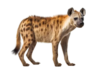 Muurstickers Portrait of a spotted hyena, animal in nature African wildlife, isolated on transparent background © The Stock Guy