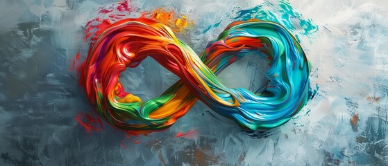 A colorful infinite loop made of flowing paint - obrazy, fototapety, plakaty