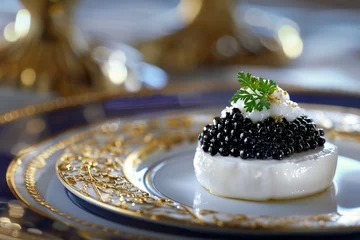 Fotobehang A gourmet presentation of caviar atop a perfectly styled dish © Creative_Bringer
