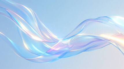 Abstract background of glowing iridescent wave, on a light blue background