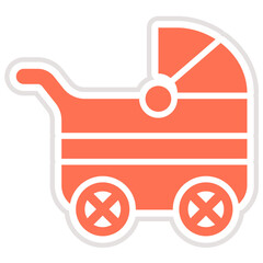 Baby Stroller Vector Icon Design Illustration - obrazy, fototapety, plakaty