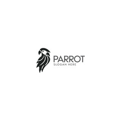 Minimalist Black and White Parrot Logo Design for Brand Identity Purposes