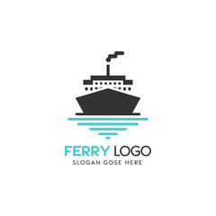 Modern Ferry Logo Design With Ship Illustration and Placeholder Slogan