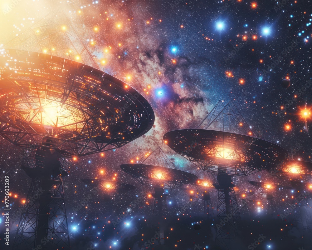 Poster interstellar communication array, abstract tech ,generative ai