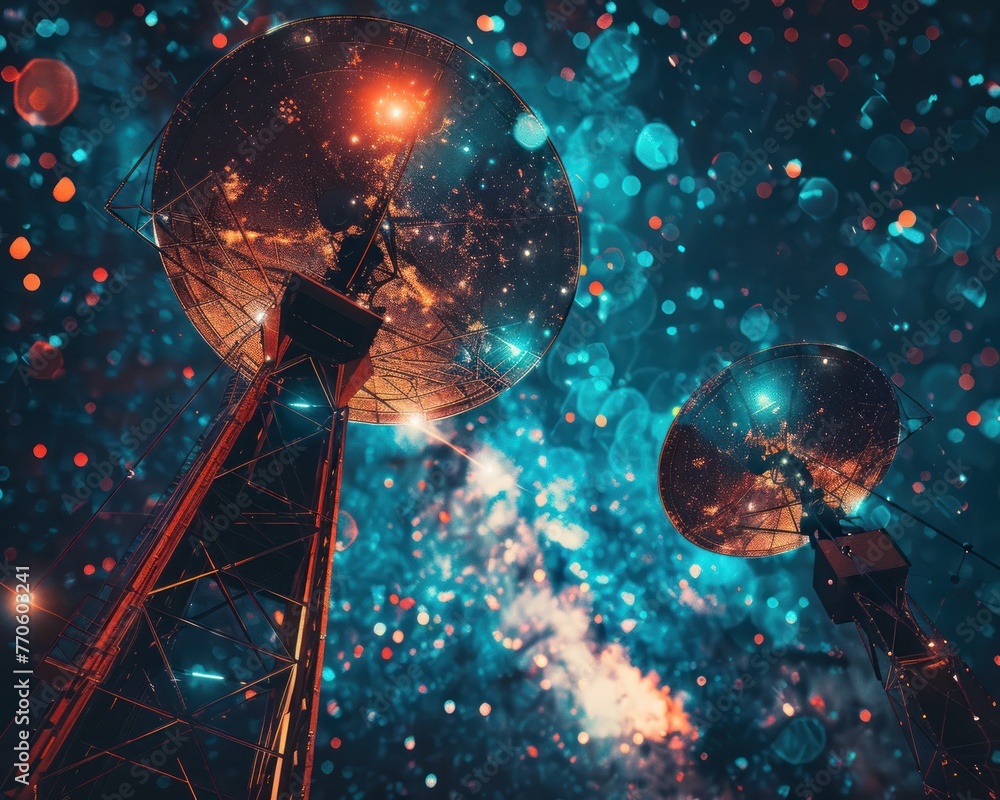 Poster interstellar communication array, abstract tech ,generative ai