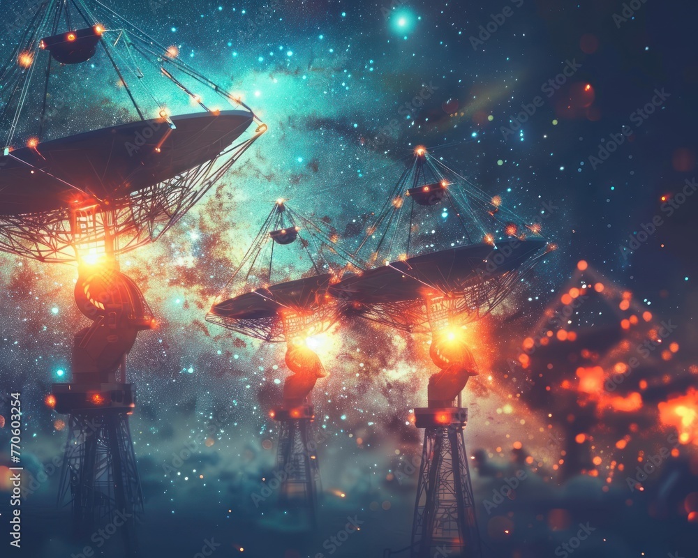 Poster interstellar communication array, abstract tech ,generative ai