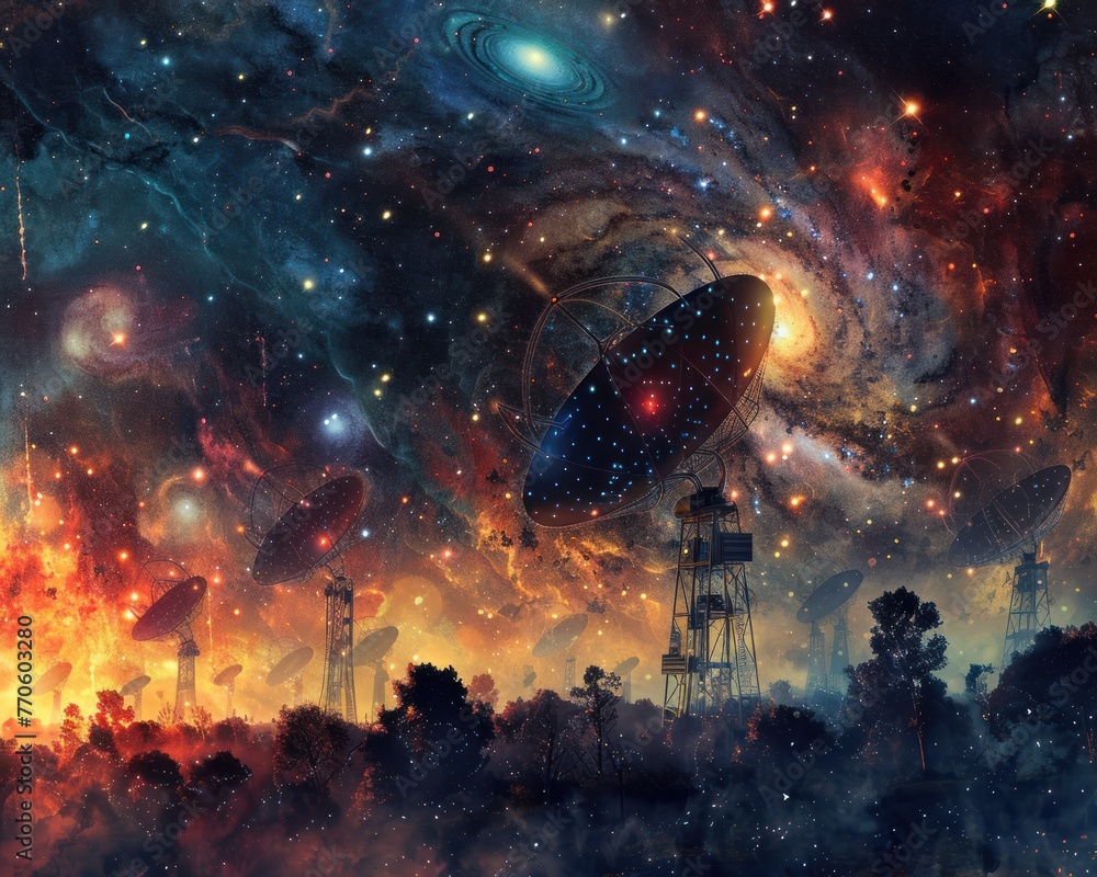 Poster interstellar communication array, abstract tech ,generative ai