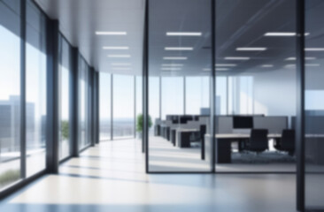 Blurred office workspace, interior workplace  for business presentation background. An empty office background