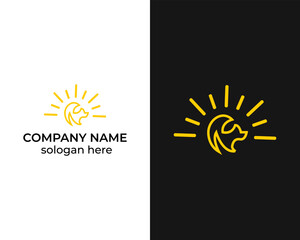 Creative Line art Sun Dog logo design template icon element