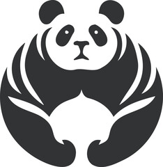 Monochrome Panda Illustration Embracing Simplicity and Symmetry Design