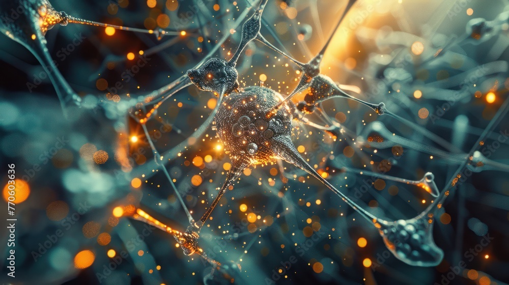 Poster quantum entanglement visualization, abstract particles in a dance of connectivity,generative ai