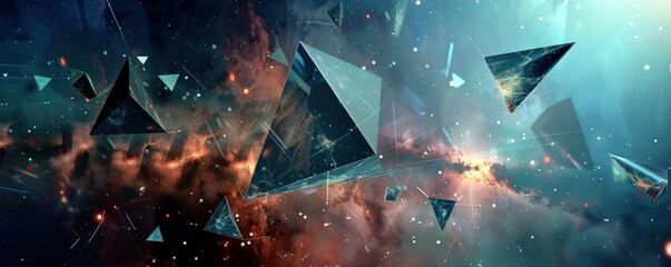 Solar sails in deep space, abstract geometric patterns ,Generative AI - obrazy, fototapety, plakaty